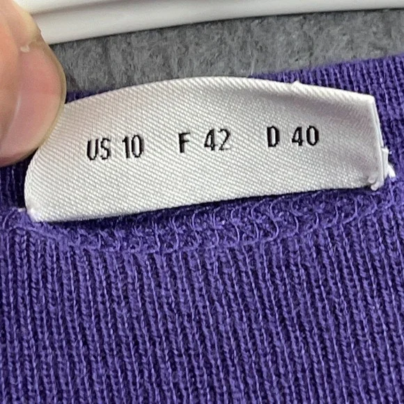 Akris Punto Cardigan Women's 10 Purple Cashmere Silk Button Short Sleeve Sweater - Picture 3 of 11